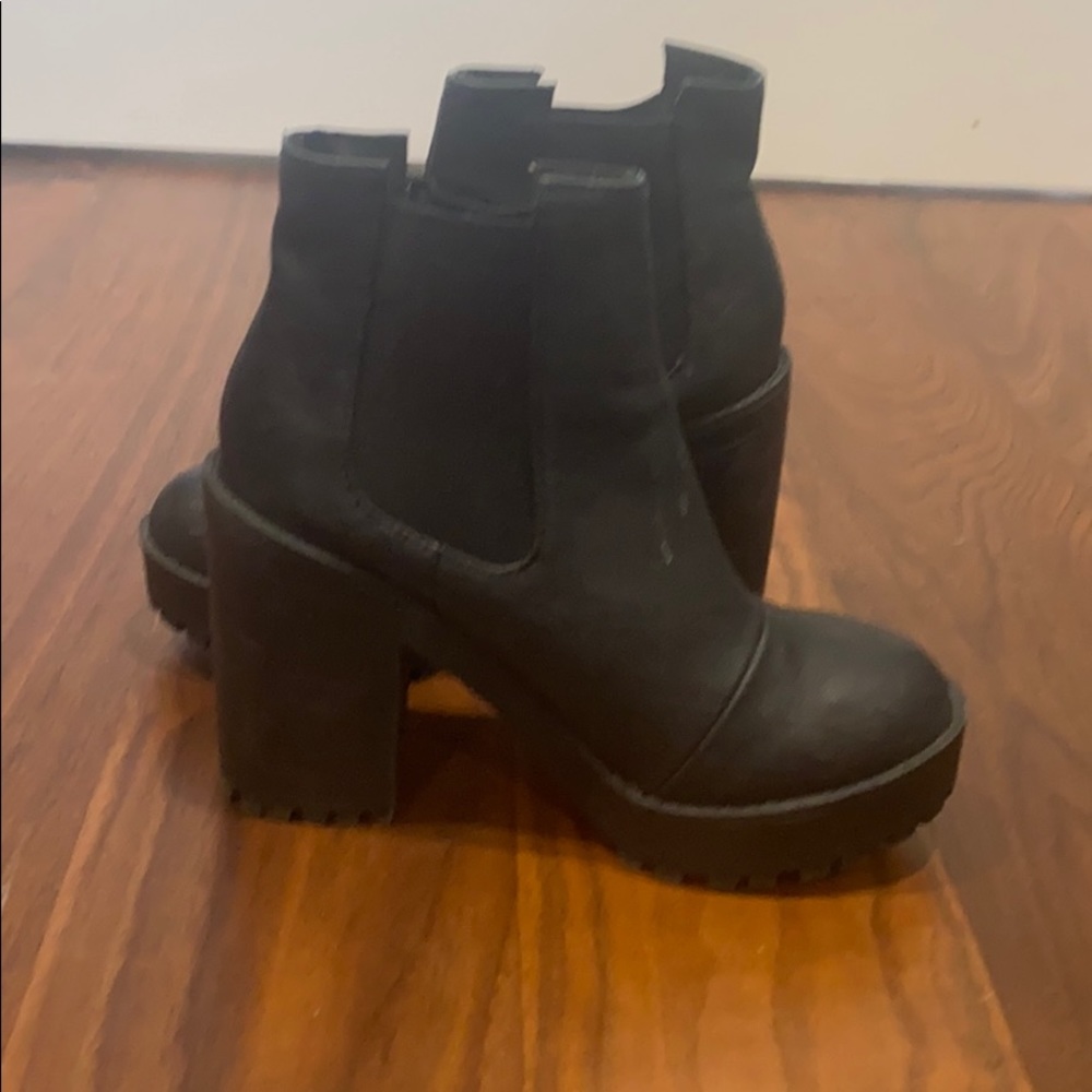 Black platform heels booties